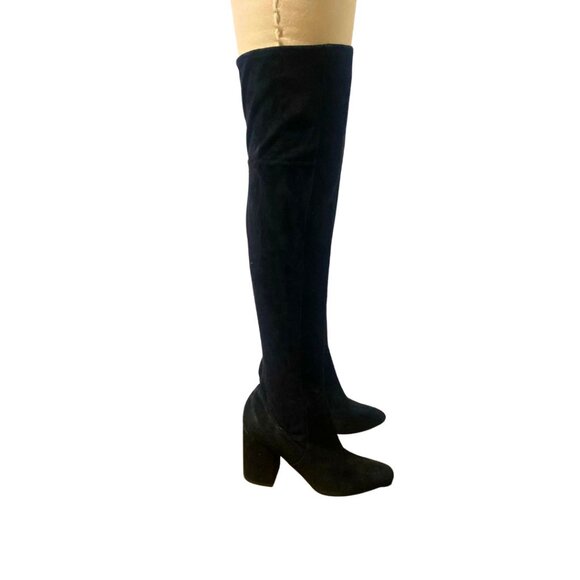 Cole Haan Black Suede "Darla" OTK Boots Size 8 - Picture 2 of 10